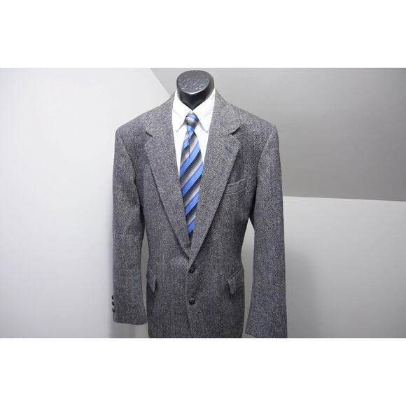 VTG Savile Row Tweed Handwoven Herringbone Wool Blazer Sports Jacket Mens 46 L - Picture 3 of 11